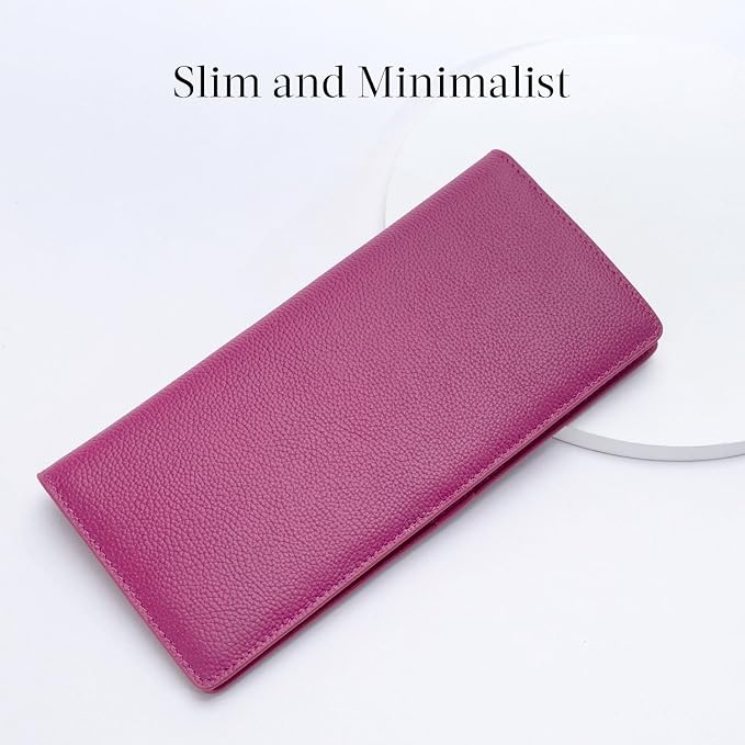 Bveyzi Ultra Slim Thin Leather RFID Blocking Credit Card Holder Bifold Clutch Wallets for Women - Image 2