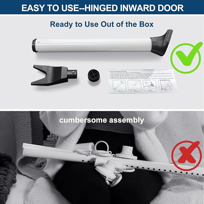 Rerishom 2 Pack Door Security Bar, Heavy Duty Patio Door Lock,White | Locking Security Bar for Door, Adjustable Home Security Barricade for Apartment, Hotel Room and Screen Door - Image 8