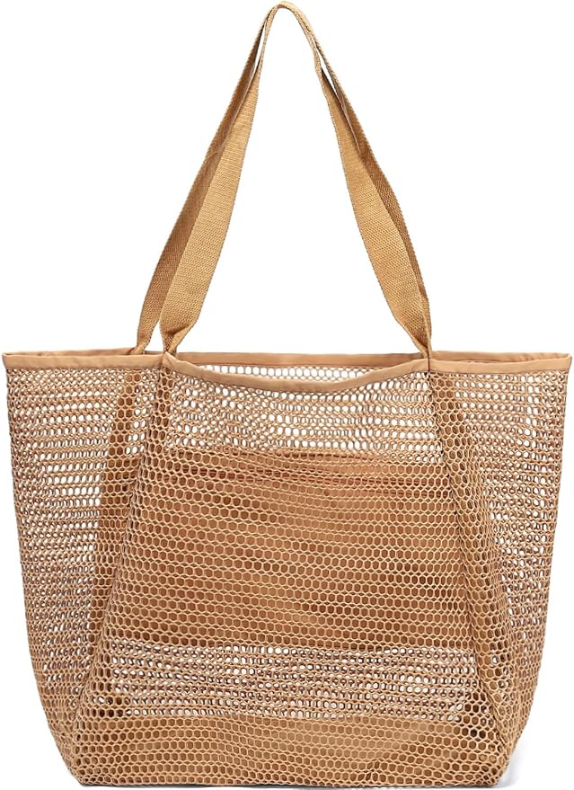 Fammart Mesh Beach Bag for Women, Summer Straw Tote Hobo Pool Bags with Zipper Pocket, Travel Vacation Cruise Essentials 2026 - Image 9