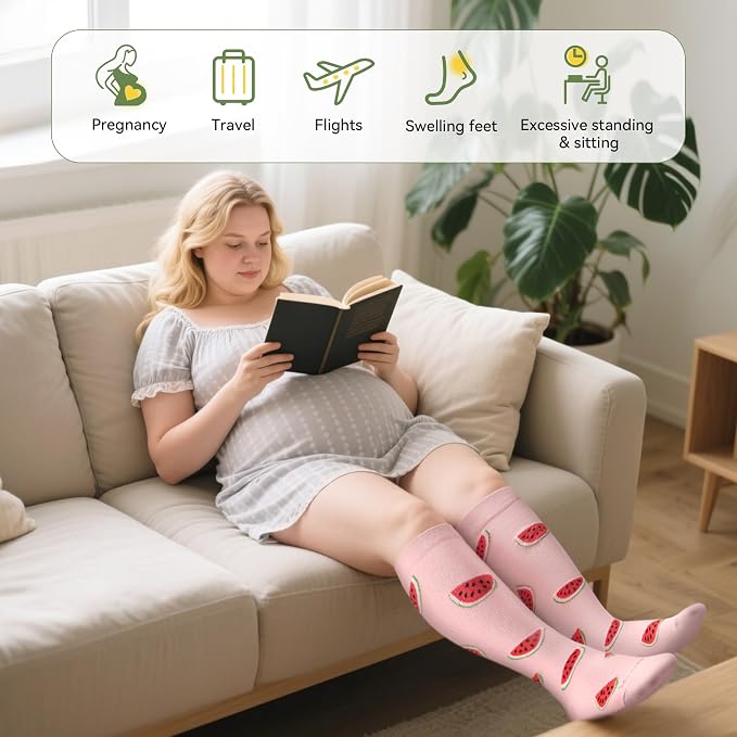 Plus Size Compression Socks for Women Men Wide Calf 15-20 mmHg Knee High Extra Large for Nurses Pregnant Travel - Image 6