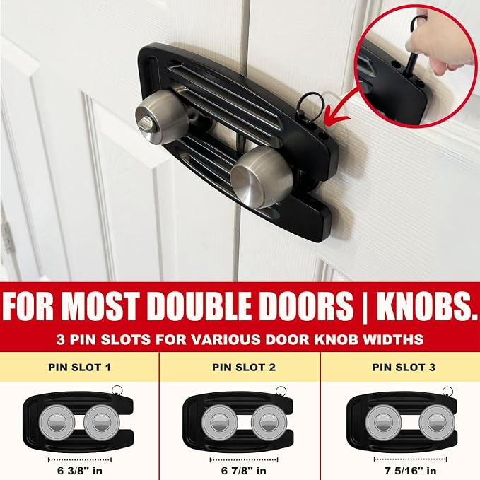 SecurityMan Double Door Lock - Solid 1/2" Unibody Aluminum Construction to Prevent Kick Ins - Adjustable Double Door Security Lock for French Doors Home Security - Image 5