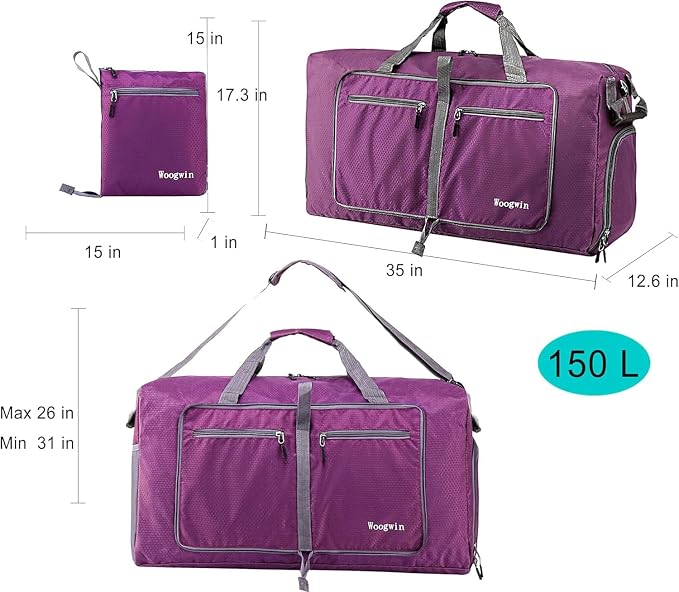 Woogwin Travel Duffel Bag Large Foldable Waterproof Overnight Bag for Beach Swim Bags Pool Sports Gym - Image 2
