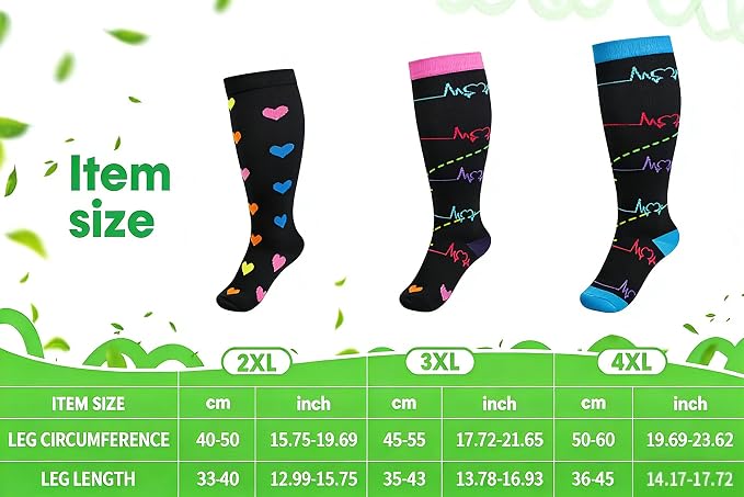 Compression Socks for Women &Men Wide Calf, Plus Size 15-20 mmhg,Knee High,compression stockings - Image 6