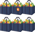 WISELIFE Reusable Grocery Bags, Foldable, Lasting Use, 35L, 6 Pack, Blue | Large Shopping Bags with Reinforced Stitching, Water-Resistant Grocery Totes for Kitchen, Market, Car Trunk, Picnic by WiseLife