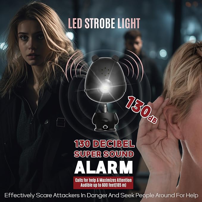 Rechargeable Personal Alarm for Women – 130dB Loud Emergency Alarm Keychain with Strobe Light, Self-Defense Safety Alarm with Low Battery Alert for Women, Kids & Seniors - Image 2