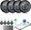 Air Tracker Tags-4 Pack (iOS Only), [Apple MFi Certified] Key Finder | Replaceable Battery Bluetooth Tracker Compatible with Apple Find My, Item Locator Smart Tag for Keys, Bag, Luggage and More by Tukio