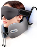 Travel Neck Pillow Seat Strap System, Long Flight Stable Support | High Supportive Foam Airplane Pillow, 3D Sleep Mask, 360° Headrest, Sleep Support Essential, Stop Head Bobbin, Light Grey by Inspireyes
