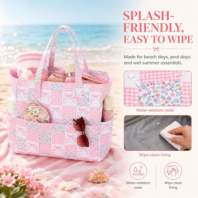 Bluboon Beach Bags for Women, Large Waterproof Tote Bag With Wet Compartment for Pool Weekender Travel Gym - Image 3
