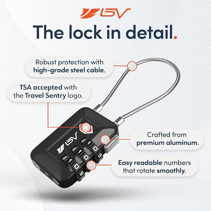 TSA Accepted Luggage Travel Lock, Set-Your-Own Combination Lock for School Gym Locker, Luggage Suitcase Baggage Locks, Filing Cabinets, Toolbox, Case (Black, 2 Pack) - Image 7