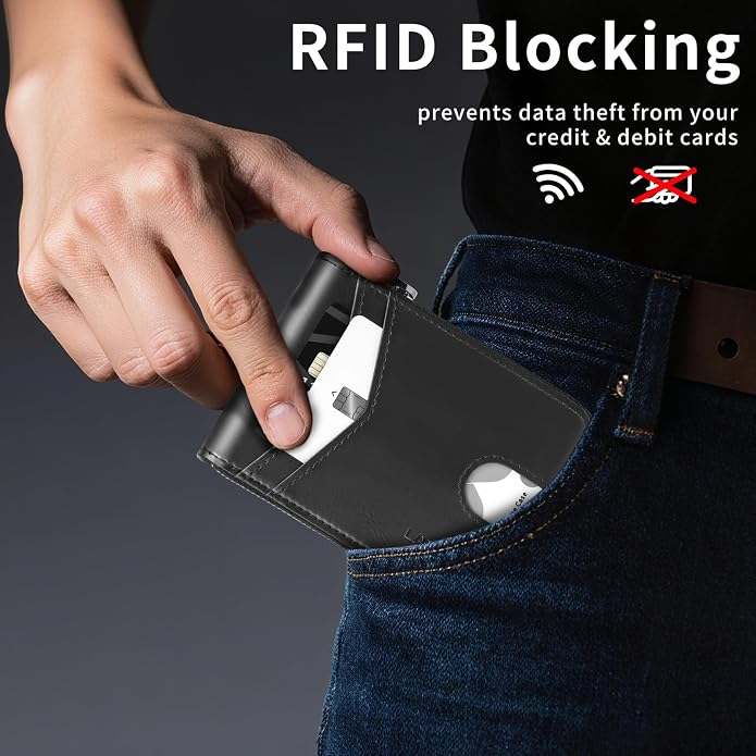 Men’s RFID Blocking Zipper Large Dimensions Wallet with 2 ID Windows - Large Capacity Design, 13 Credit Card Slots - Image 5