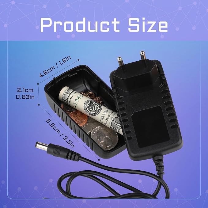 Long Plug Storage Realistic Looking Charger with Storage Hiding Places for Valuables Charger Diversion Safe, Black - Image 2