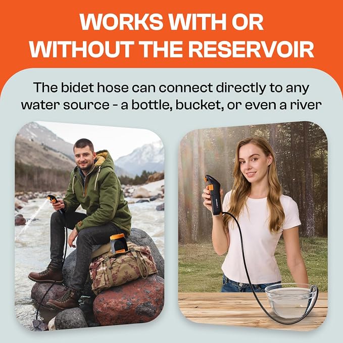Portable Bidet for Travel & Camping – Electric High Pressure Rechargeable Bidet for Women & Men | 2.5L Bottle | 1300ML/Min Flow | USB-C | 1600mAh Battery | USA Brand – Spray Mate Jumbo (Black) - Image 5