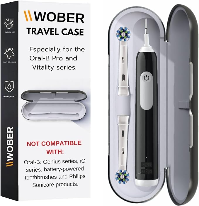 Oral-B Pro 1000 Plastic Travel Case, Compatible with Oral-B Pro 1000/1500/2000/3000/3500/Vitality Electric Toothbrush Only, Hard Protective Cover, Portable Toothbrush Holder (Black wihtout bag) by wober
