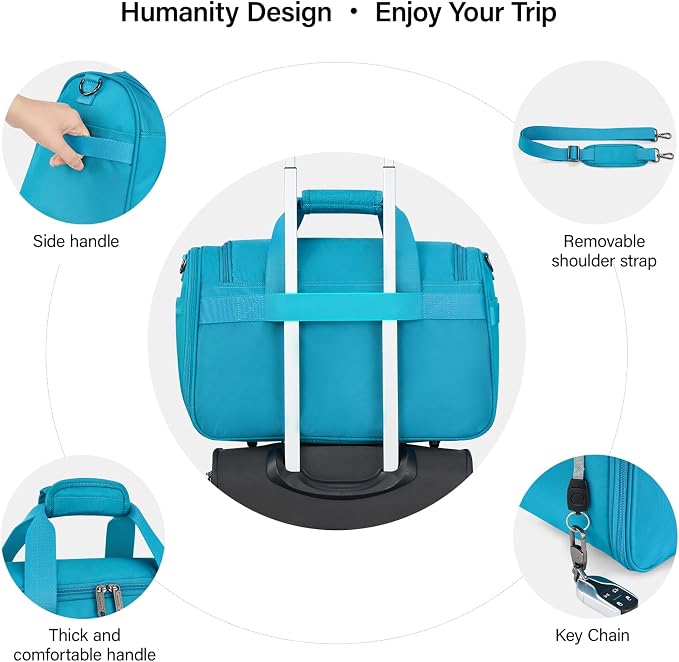 Hanke Small Underseat Carry On Luggage Bags for Travel with 10 Pockets. | Airline Approved Foldable Personal Bag w/ Luggage Sleeve; Tote Duffle & Bento Bag, Flight Attendant Weekender for Men & Women - Image 6