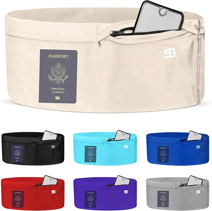 Running Belt Money Belt 4-Pocket Phone Holder | No-bounce Fanny and Waist Pack, 4 Large Security Pockets and Zipper, Fits All Size Phones Travel Documents and Passport by Stashbandz