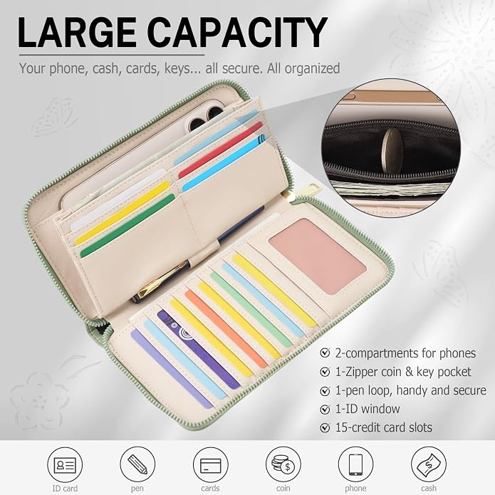 RFID Wallet Women Large Capacity Sunflower Wristlet Wallets for Women Clutch Ladies Cell Phone Purse - Image 4