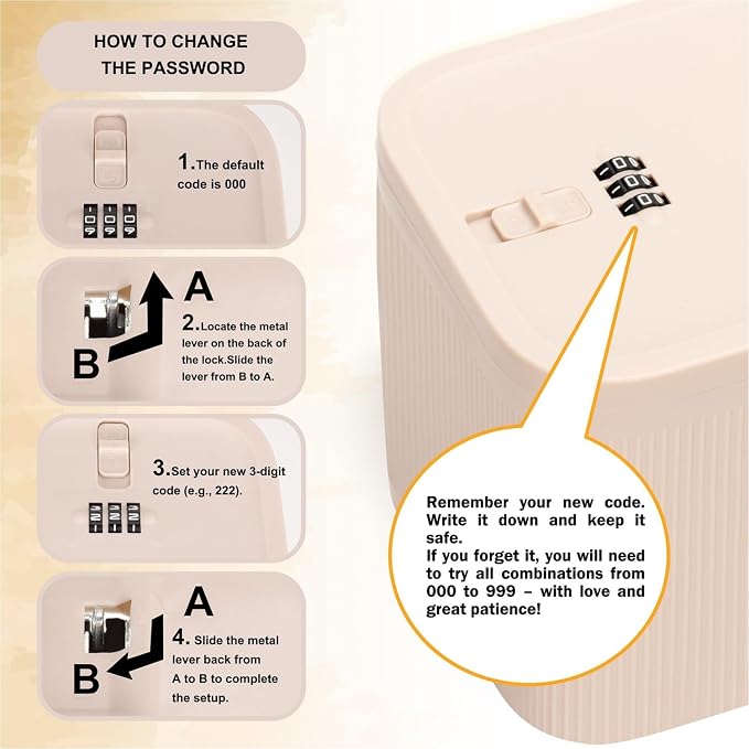Lockable Storage Box,Medicine Lock Box Travel Case,Refrigerator Bin Container for Food,Medicines,Snacks,Locking Mobile Cell Phone Device Jail,Lockbox for Office,Home,School,Father Gift (Cream Plus) - Image 3