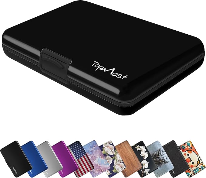 TopMost Aluminum Wallet, Card Case Wallet, Metal RFID Credit Card Holder for Men & Women, 6 Cotton Slots for 10-12 Cards And Bills, Rfd Protective by TopMost