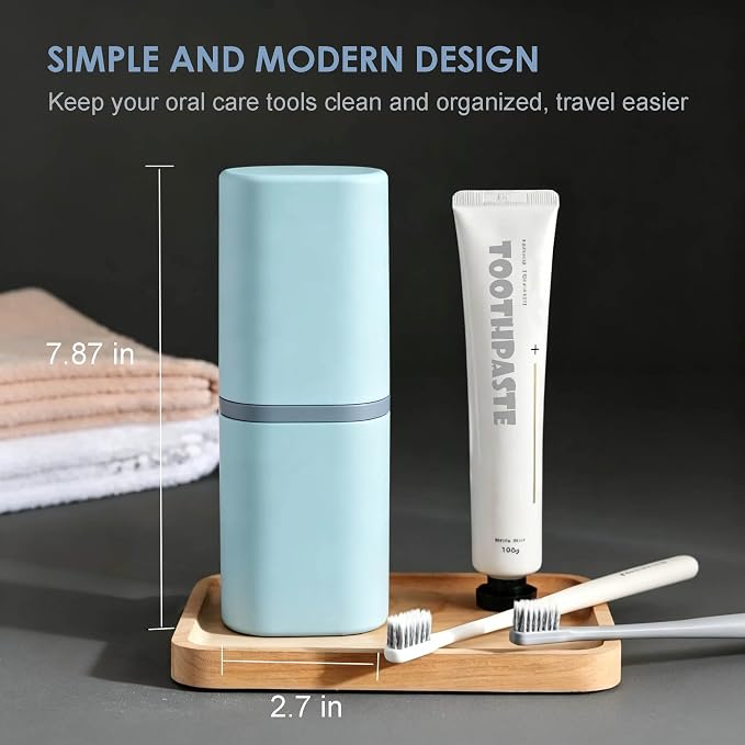 Toothbrush and Toothpaste Travel Case - 2 in 1 Portable Travel Toothbrush Holder with Mouthwash Cup, Dustproof Toothbrush Case for Traveling Camping Business Trip Dorm Bathroom - Image 4