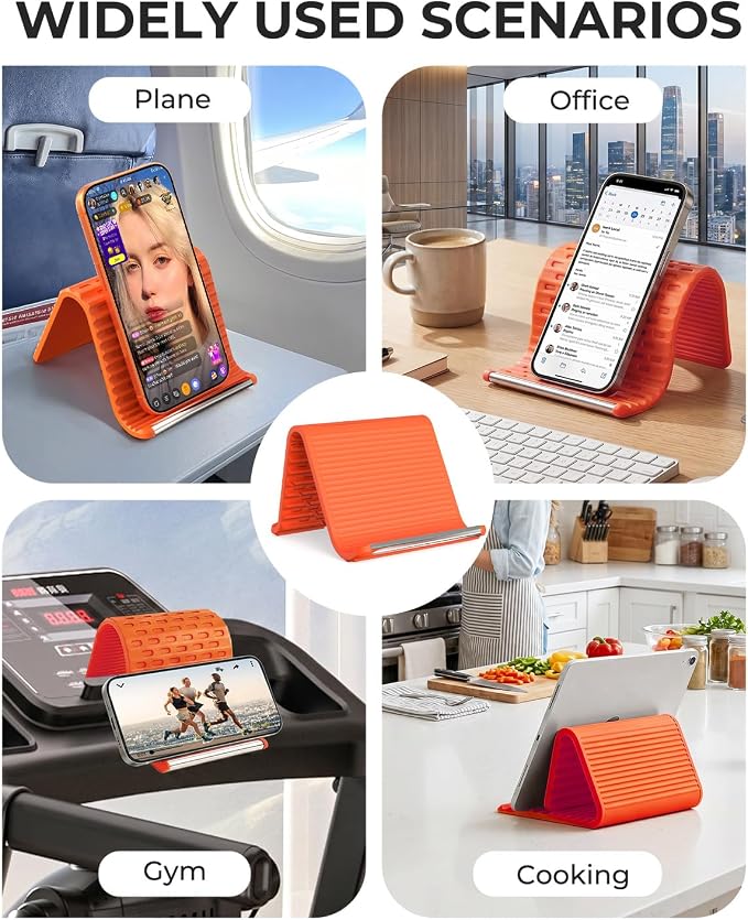 2026 Airplane Phone Holder, Flexible Silicone Portable Phone Stand | Foldable for Desk Bed Office, Travel Essentials Hands Free Mount for iPhone Tablet Laptop,Anti-Slip & Scratch-Resistant - Image 8
