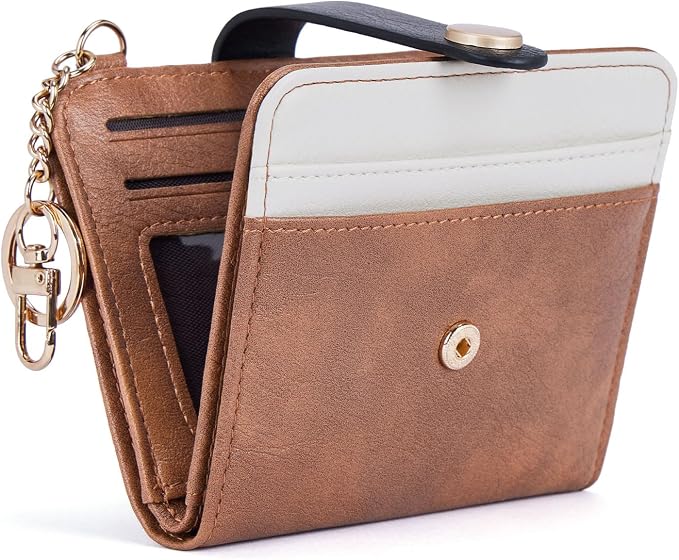 POIUGOYA Slim Wallet for Women,RFID Blocking Bifold Credit Card Holder with Zipper Coin Pocket,ID Window,Keychain by WELCOMEPOIUGOYA