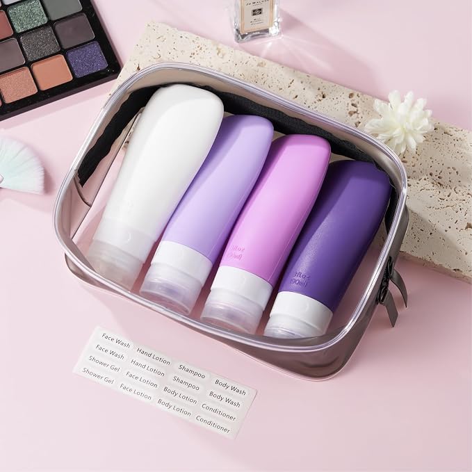 INSFIT Travel Bottles for Toiletries, TSA Approved 3oz Travel Size Containers, BPA Free Leak Proof Squeezable Silicone Tubes for Shampoo Conditioner Lotion Body Wash with Labels - Image 7