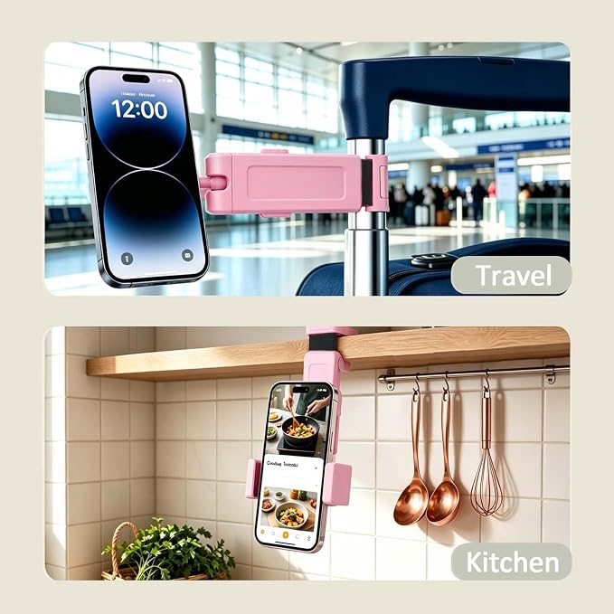 Airplane Travel Essentials Phone Holder for Desk,Magnetic Phone Holder with Clip, 360° Rotation, Travel Essential Mount for Airplane for Airplane, Travel Must Haves Phone Stand for Desk, Tray Table - Image 3