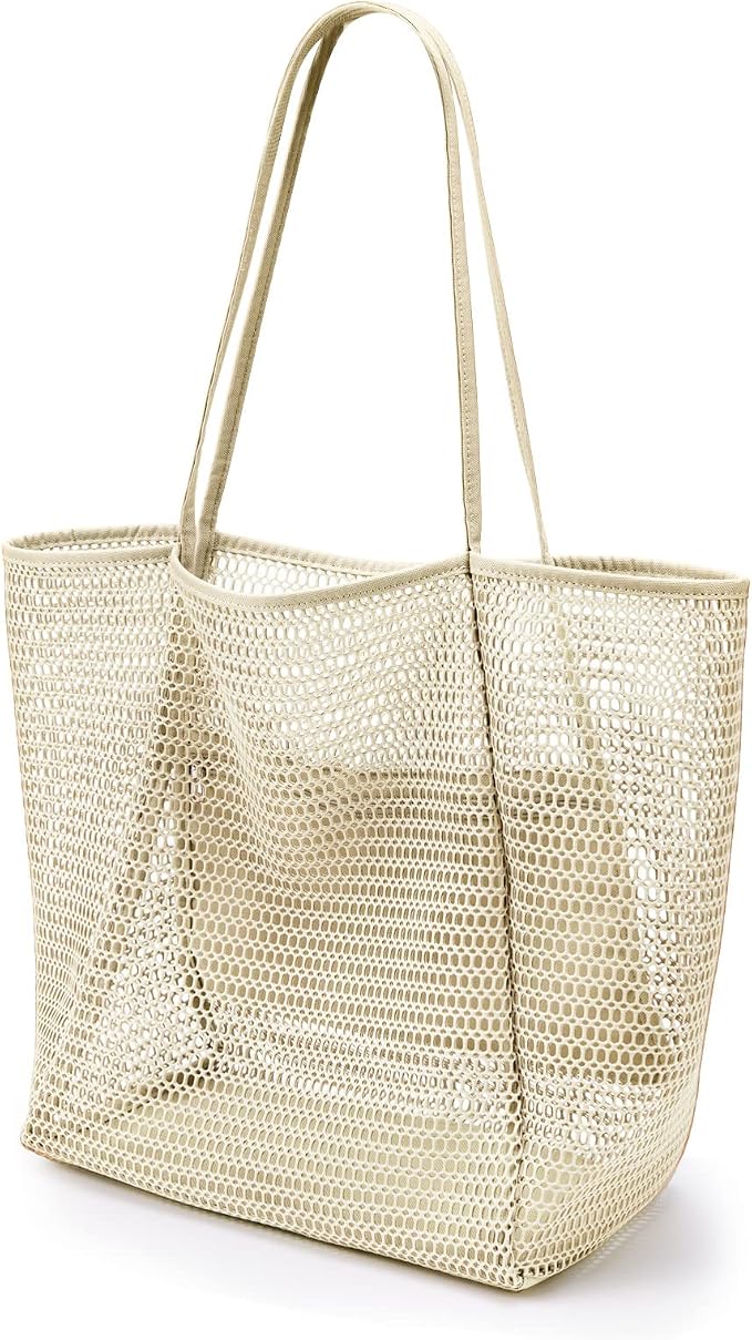 KALIDI Beach Mesh Tote Bag, Casual MAX 23L Summer Foldable Hobo Bag Women | Sandproof Widen Strap Large Shoulder Bag For Lake Pool Vacation Travel Picnic Grocery Market Shopping Carrier by KALIDI