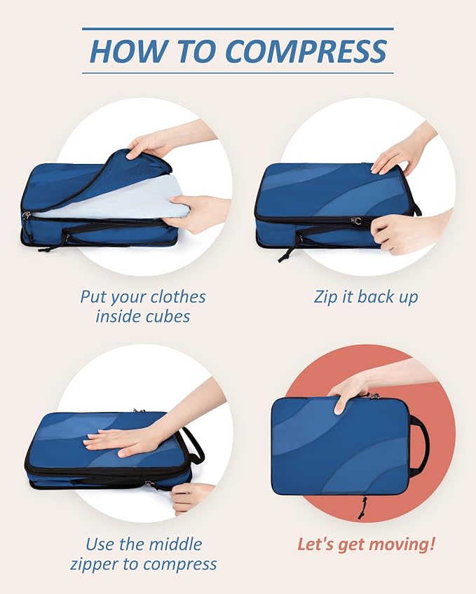 BAGSMART Compression Packing Cubes for Travel | Lightweight suitcase organizers bag set, space-saving double zipper expansion for carry-on luggage & travel organization - Image 4