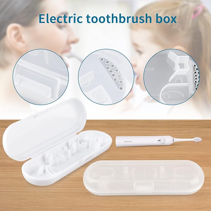 Fowecelt 2 Pack Electric Toothbrush Travel Case for Oral-B Pro and Other Electric Toothbrush, Portable Travel Toothbrush Holder (White & Clear) - Image 7