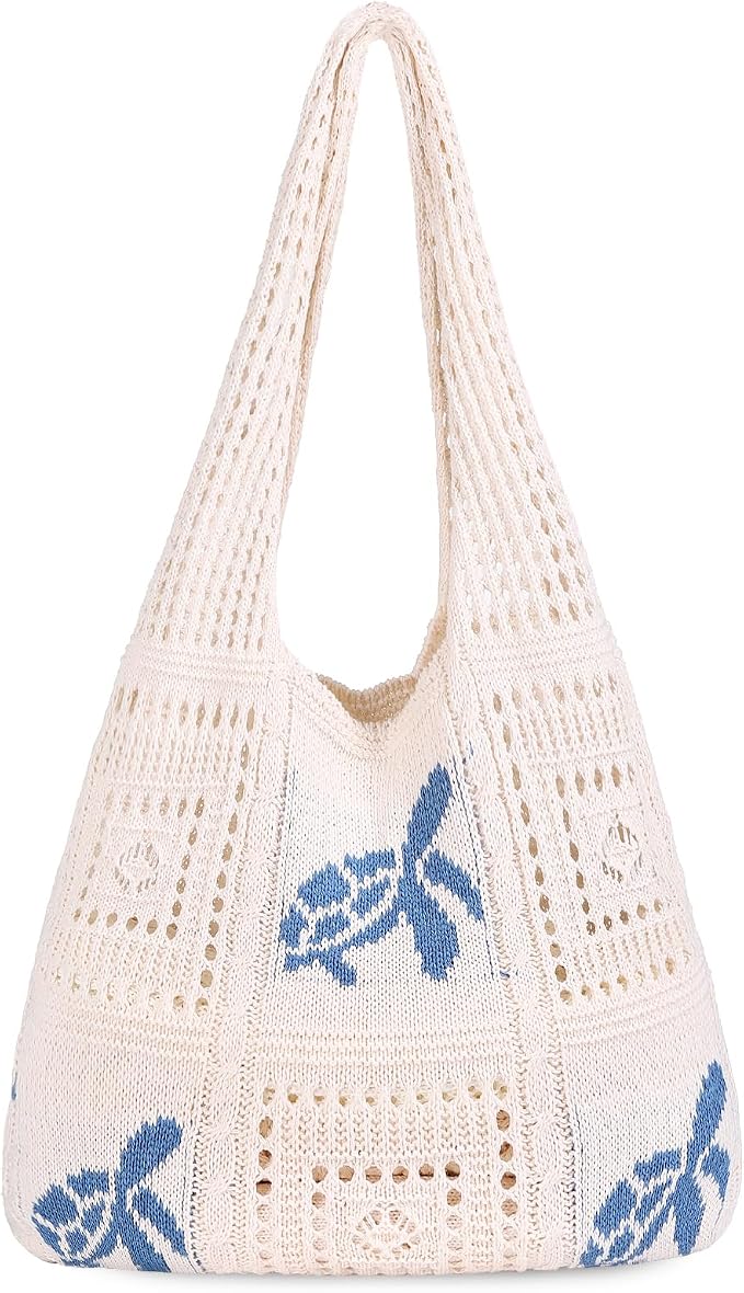 Sightor Crochet Tote Bag, Mesh Beach Bag Knit Summer Hobo Bag for Women | Beach Tote bag Vacation Outfits Aesthetic Boho Bag by Sightor