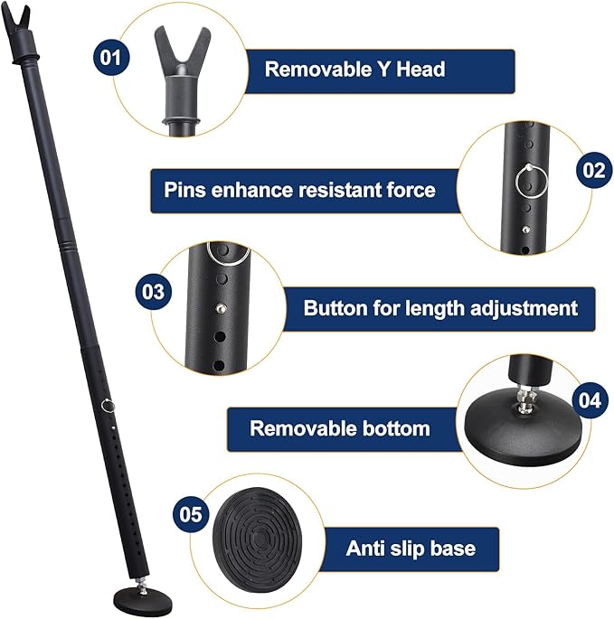 Door Security Bar, 1.25Inch Diameter Heavy Duty Security Bar with Large Rubber Base, Door Stopper for Apartment Hotel Home Travel Screen Door(1 Pack,Black) - Image 5