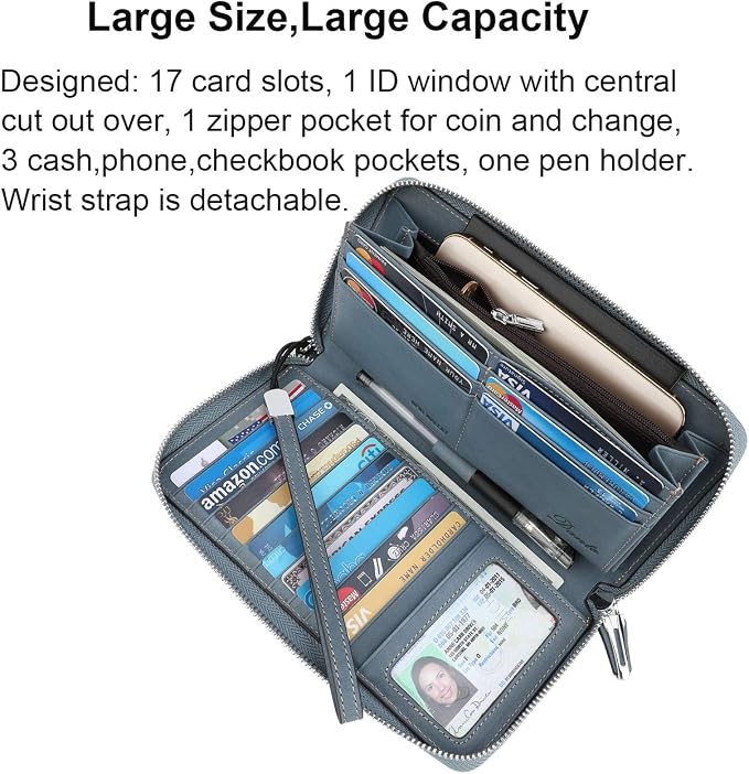 Small Compact Women Wallet RFID Blocking Genuine Leather Bifold Purse with ID Windows - Image 3