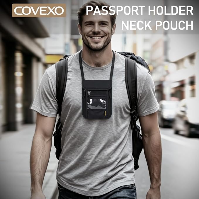 Neck Wallet with RFID Blocking - Hidden Travel Passport Holder Pouch | Concealed Under Clothing, Anti-Theft Security | Adjustable & Lightweight for Vacation, Airports - Image 6