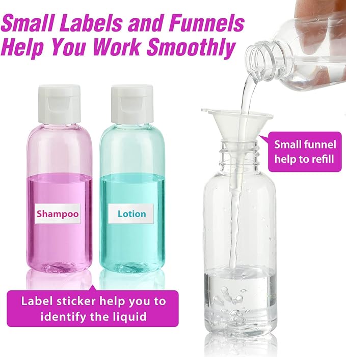 Dabacc 30 Pcs 2 oz Clear Plastic Empty Bottles with Flip Cap for Travel Size Liquids - Image 3