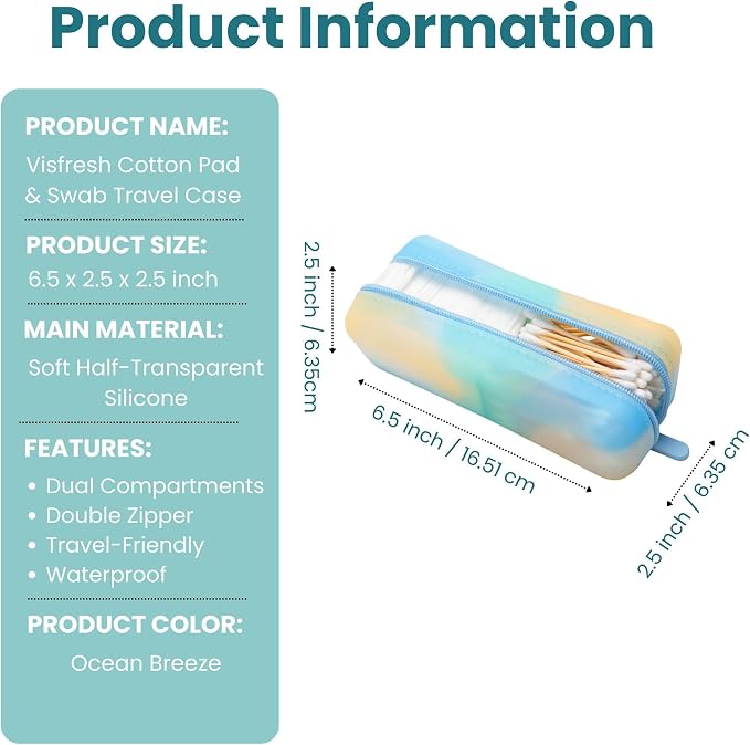 Cotton Pad Swab Travel Case, Waterproof Organizer (Ocean Breeze) - Image 4