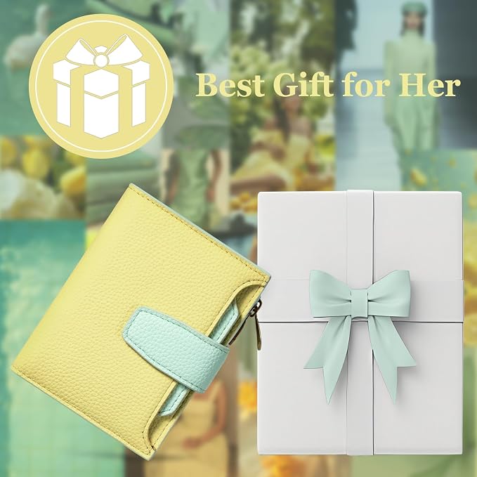 Small Wallet Women RFID Blocking Soft Leather Bifold Compact Card Holder Wallet for Women with Zipper Coin Pocket 4 ID Window - Image 7