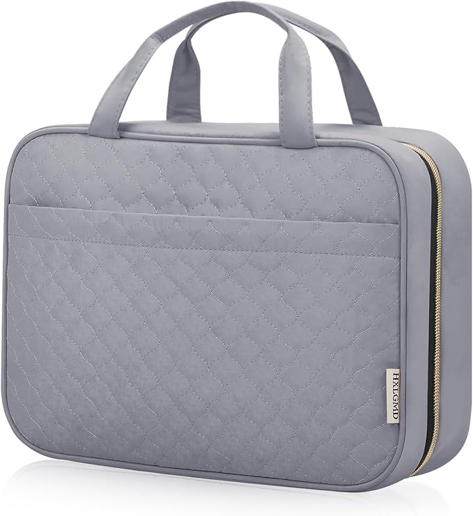 HXLGMD Travel Size Toiletry Bag for Women, Portable Cosmetic Bag with Hanging Hook, Travel Essentials Water-resistant Makeup Organizer for Accessories, Shampoo, Full-size Container, Toiletries by HXLGMD
