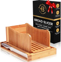 Bambüsi Bread Slicer for Homemade Bread with Knife Sourdough Cutter, Bamboo | Folds Flat for Compact Storage, 3-Thickness Slice Options, Serrated Steel Knife, Manual, Fits Loaves, Bagels, Sourdough, Cake by Bamb%C3%BCsi