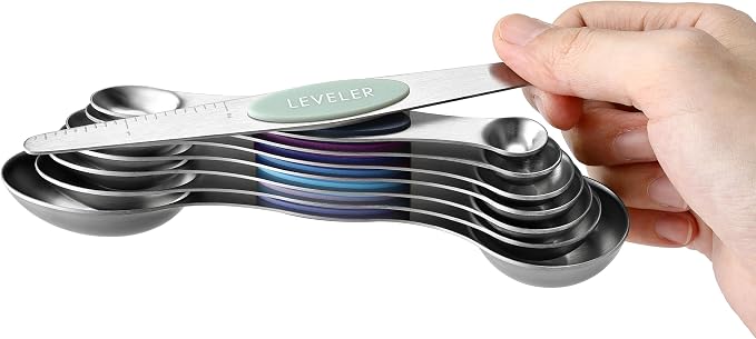 Spring Chef Stainless Steel 8 Magnetic Measuring Spoons Set, Winter Frost | Dual Sided Metal Teaspoon & Tablespoon Measuring Spoons with Leveler for Dry & Liquid Ingredients, Fits in Kitchen Spice Jars - Image 8