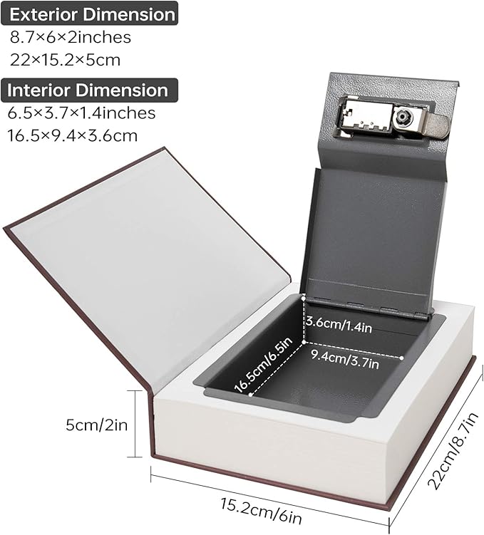 Real Paper Transfer Book Safe, Hollow with Secret Hidden Compartment, Combination Lock, 8.7"×6"×2" (Bible-Combination) - Image 2