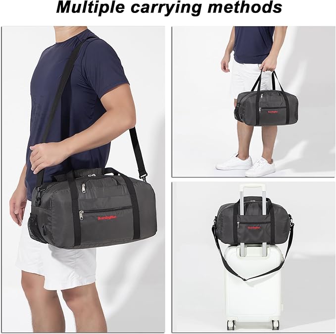 17x10x9 United Airline Personal Item Under Seat Duffel Bag With Free Pillow And USB Port (Grey) - Image 5