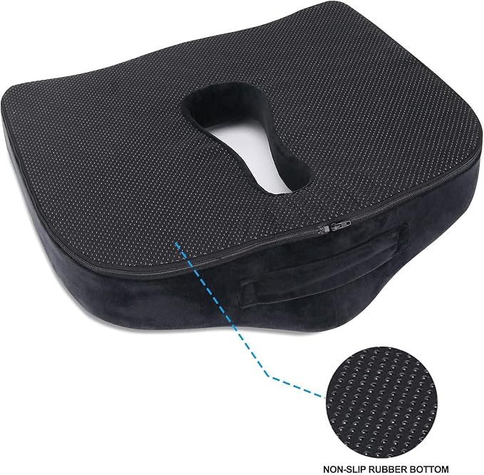 Premium Memory Foam Seat Cushion, for Sciatica Tailbone Back Pain Relief, Posture Correction. Orthopedic Sitting Pillows for Office Chair, Car, Truck, Wheelchair with Non-Slip Bottom (2Pk) - Image 5