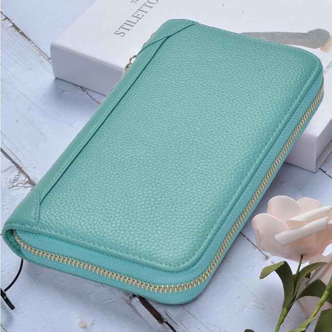 Easyoulife Credit Card Holder Wallet Womens Zipper Leather Case Purse RFID Blocking - Image 2