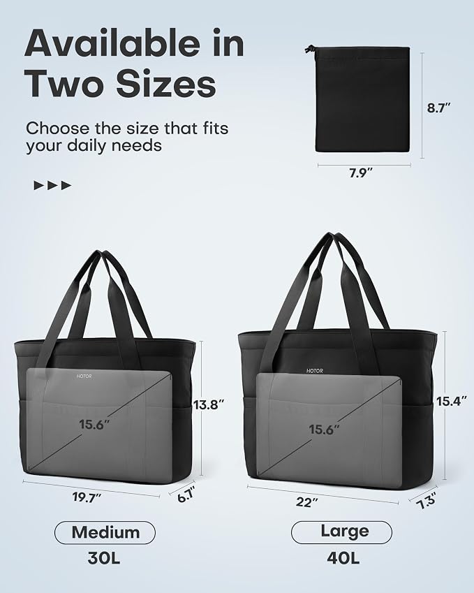 HOTOR Tote Bag for Women, Large Foldable Travel Shoulder Bag with Pouch | Work School Travel, Nurse Teacher Student, Zipper Closure Storage Pouch, Lightweight Durable - Image 5