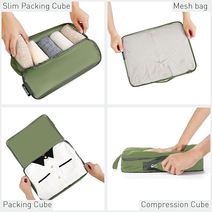 Bagail Ultralight Compression Cubes 7 Set - 3 Packing Cubes, 3 Organizers, and 1 Shoe Bag - Image 4