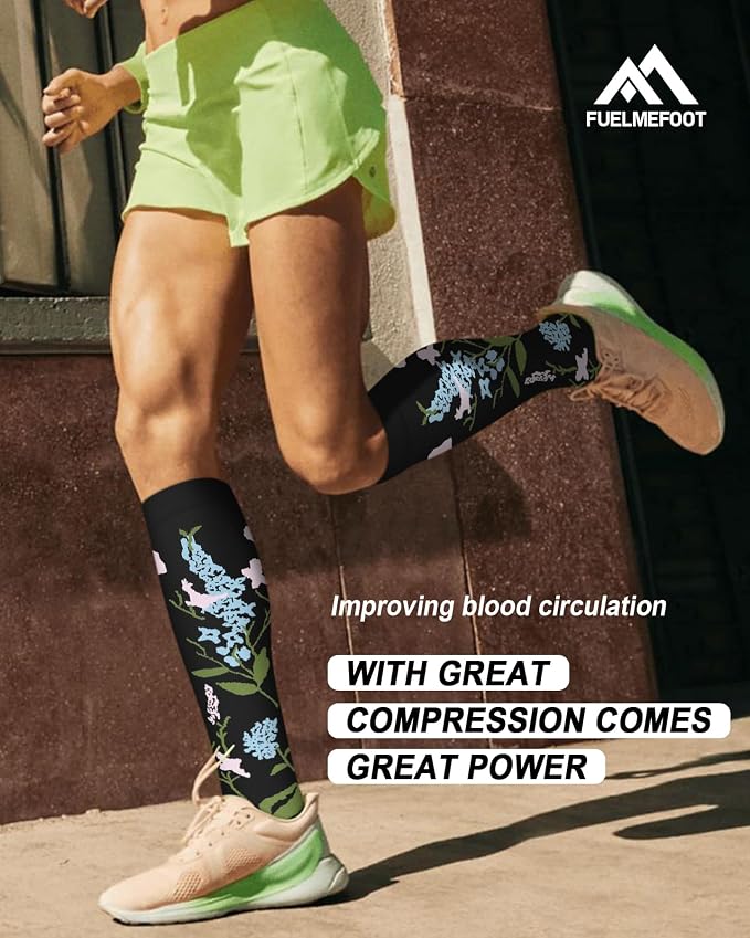 6 Pairs Compression Socks for Women & Men 15-20mmHg Knee High Socks | Graduated Compression Socks Supports Circulation, Ideal for Nurses Pregnancy, Travel, Flying, Running & Daily Wear - Image 2