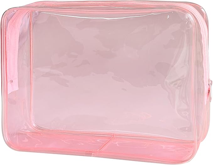Waterproof PVC Makeup Bag - Leakproof Cosmetic Organizer for Travel Toiletry Storage 9.84×7.09×2.36 Inch for Women & Men (Pale pink) by TotePrint