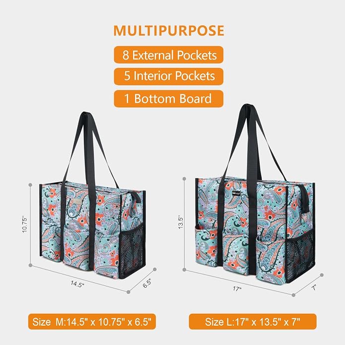 TOPDesign Utility Water Resistant Tote Bag with 13 Pockets, Top Zipper Closure & Thick Bottom Support, for Working Women - Image 2