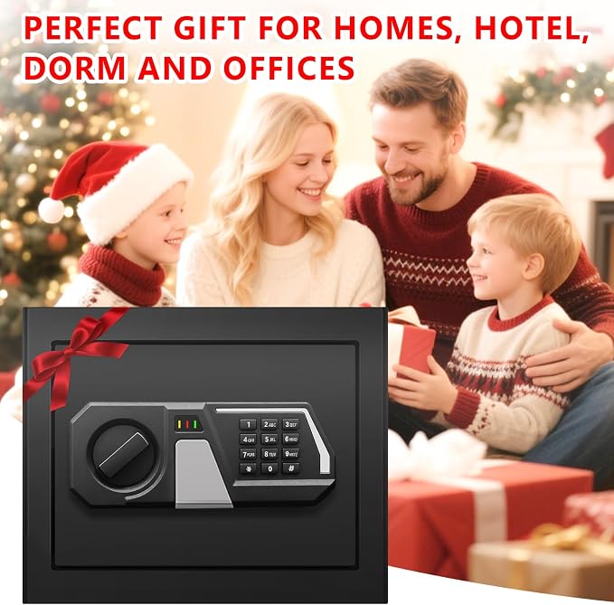 1.3 Cub Small Safes for Home Use Fire and Water Proof, Digital Security Fireproof Safe Box with Combination Lock, Smart Alarm System and Removable Shelf, Fire Safe for Home Documents Valuables - Image 8
